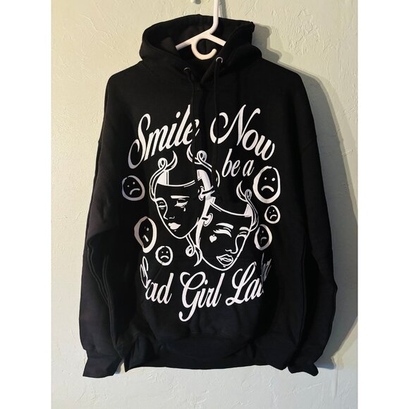 Smile Now Be A Sad Girl Later - Black Hoodie - Size Large (L) - Picture 2 of 3